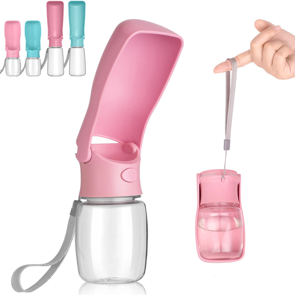 AIKIDS bouteille pliable face avant montrant couvercle étanche et couleur rose