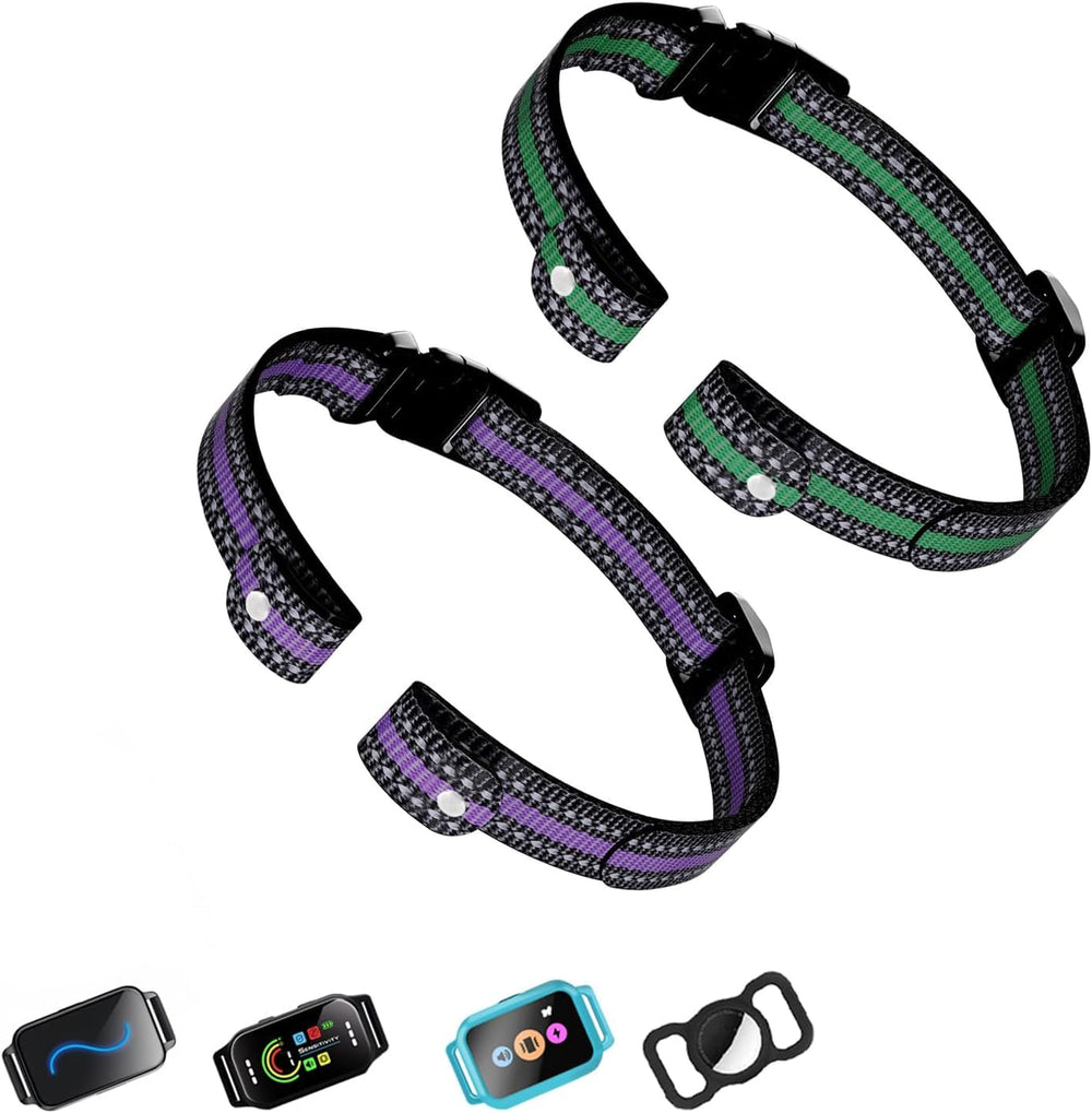 aikko lot de deux bracelets violet et vert montrant le produit prêt à l'utilisation et la compatibilité