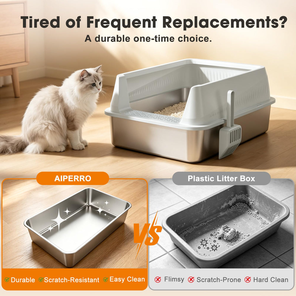AIPERRO couvercle fermé prévenant projection et retenant la litière