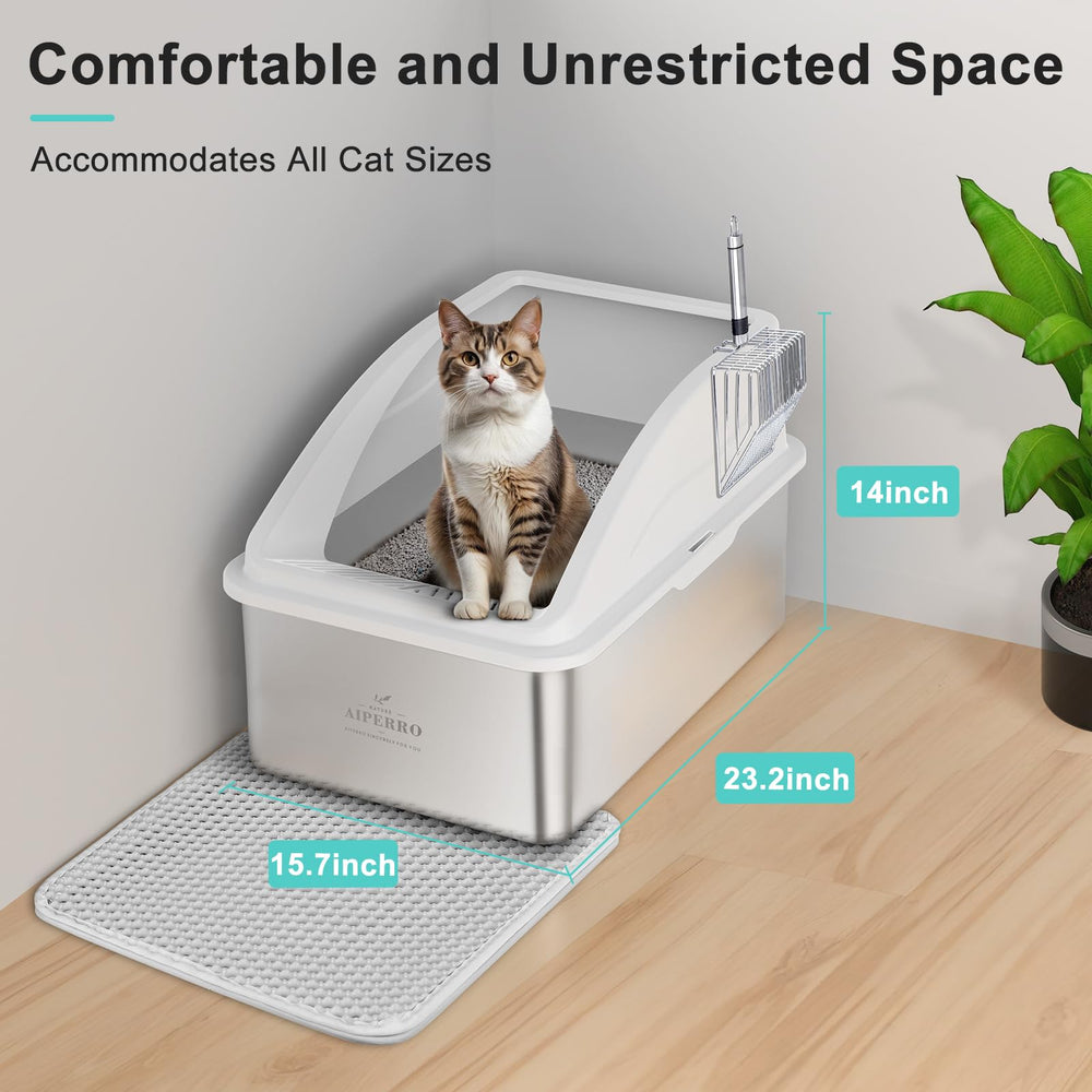 AIPERRO chat utilisant le bac illustrant confort et contrôle des projections