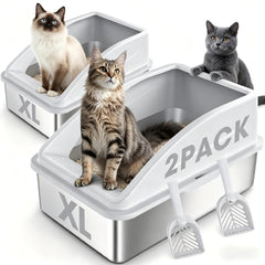 AIPERRO bac à litière inox avant montrant design fermé pour hygiène