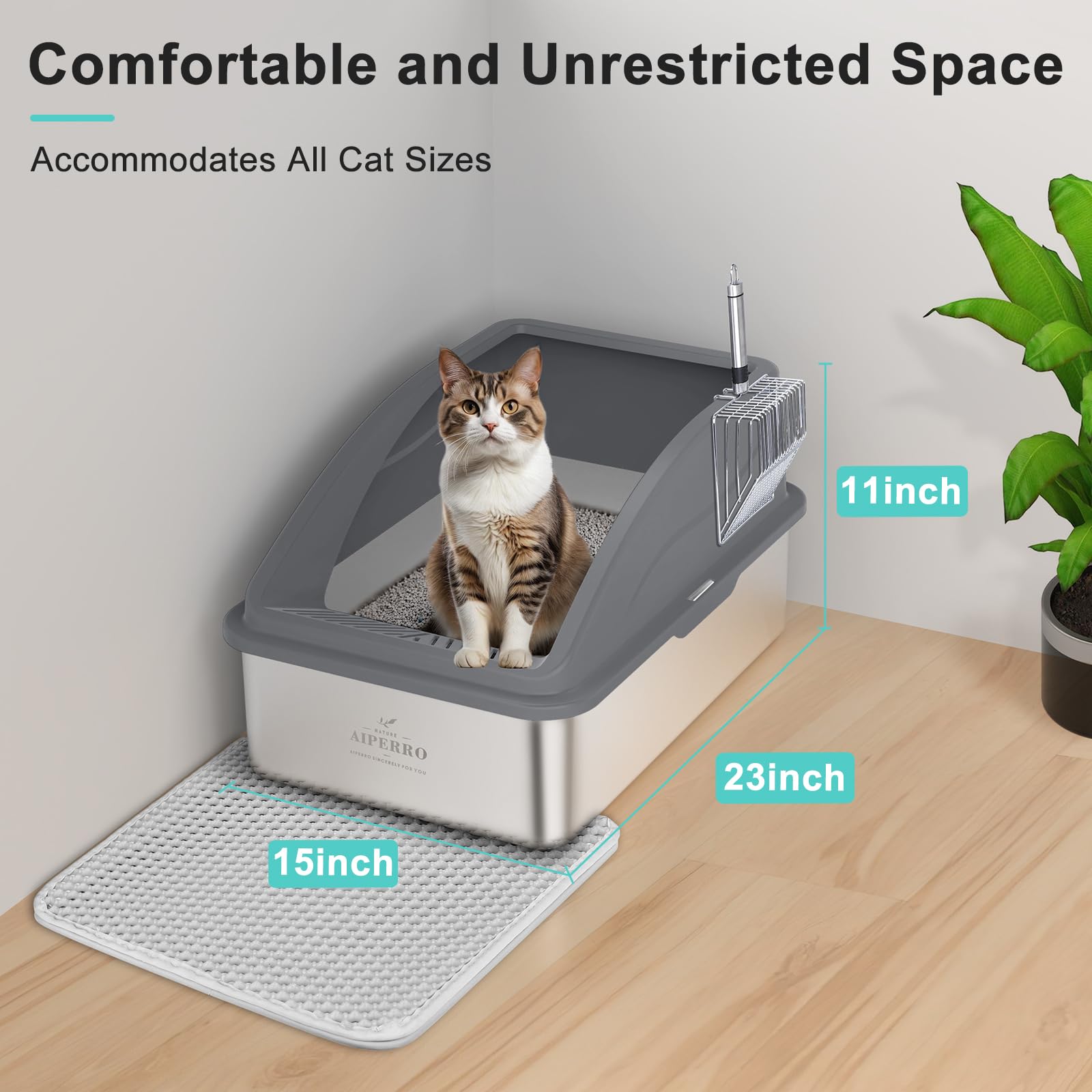 AIPERRO chat utilisant le bac, confort et intimité pour l'animal
