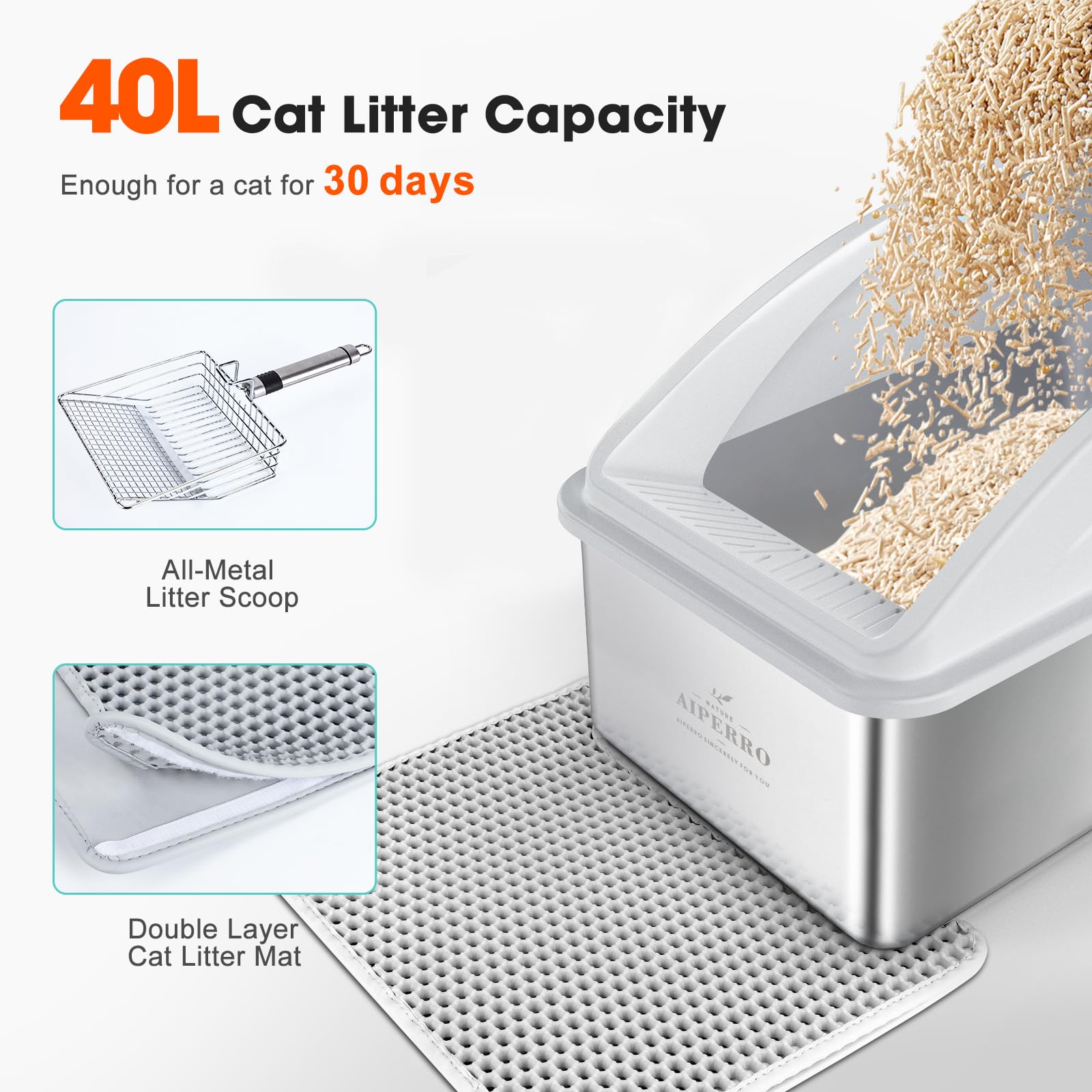AIPERRO comparaison taille montrant dimensions XXL et adaptation aux grands chats