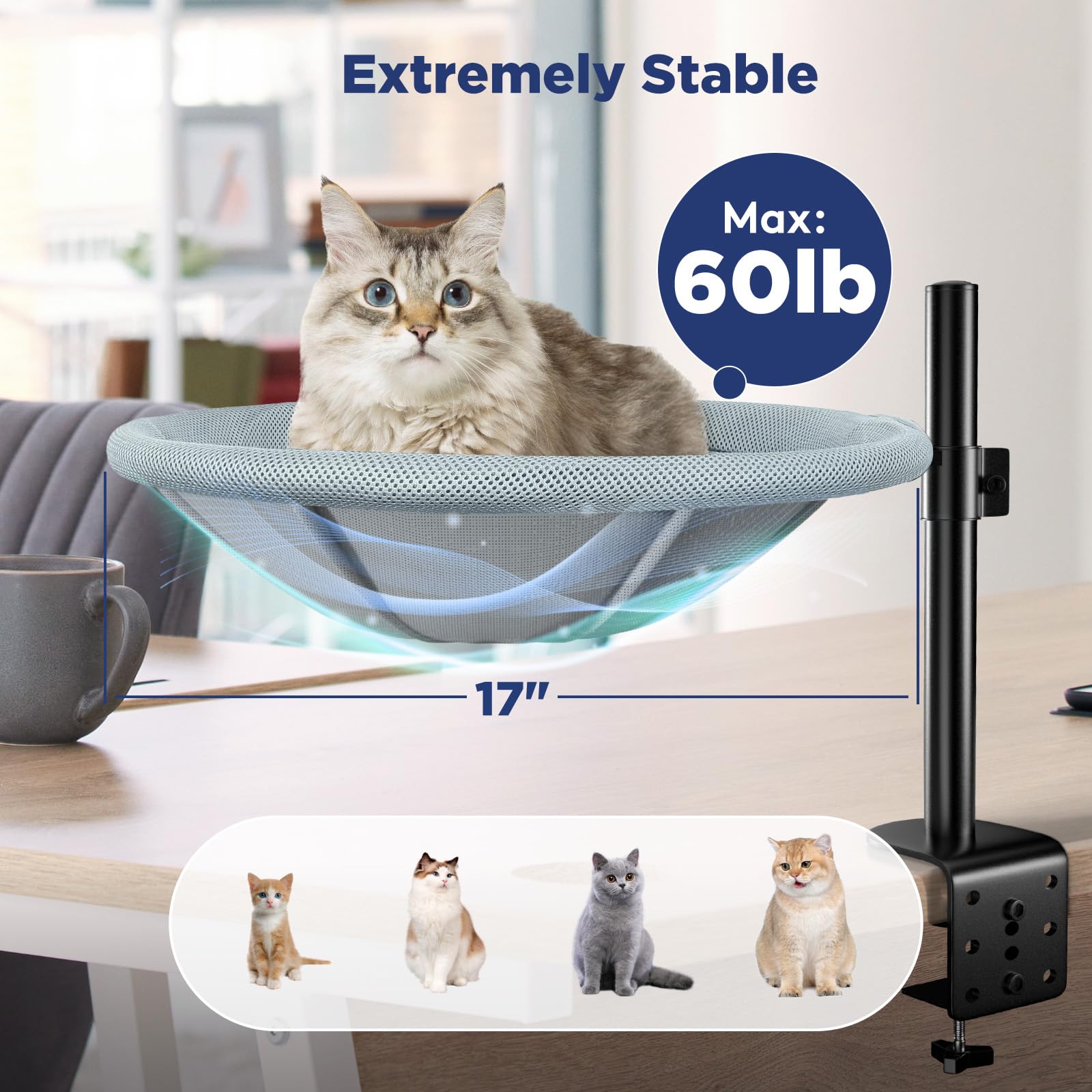 AIPERRO détail fixation sécurisée protégeant surface du bureau