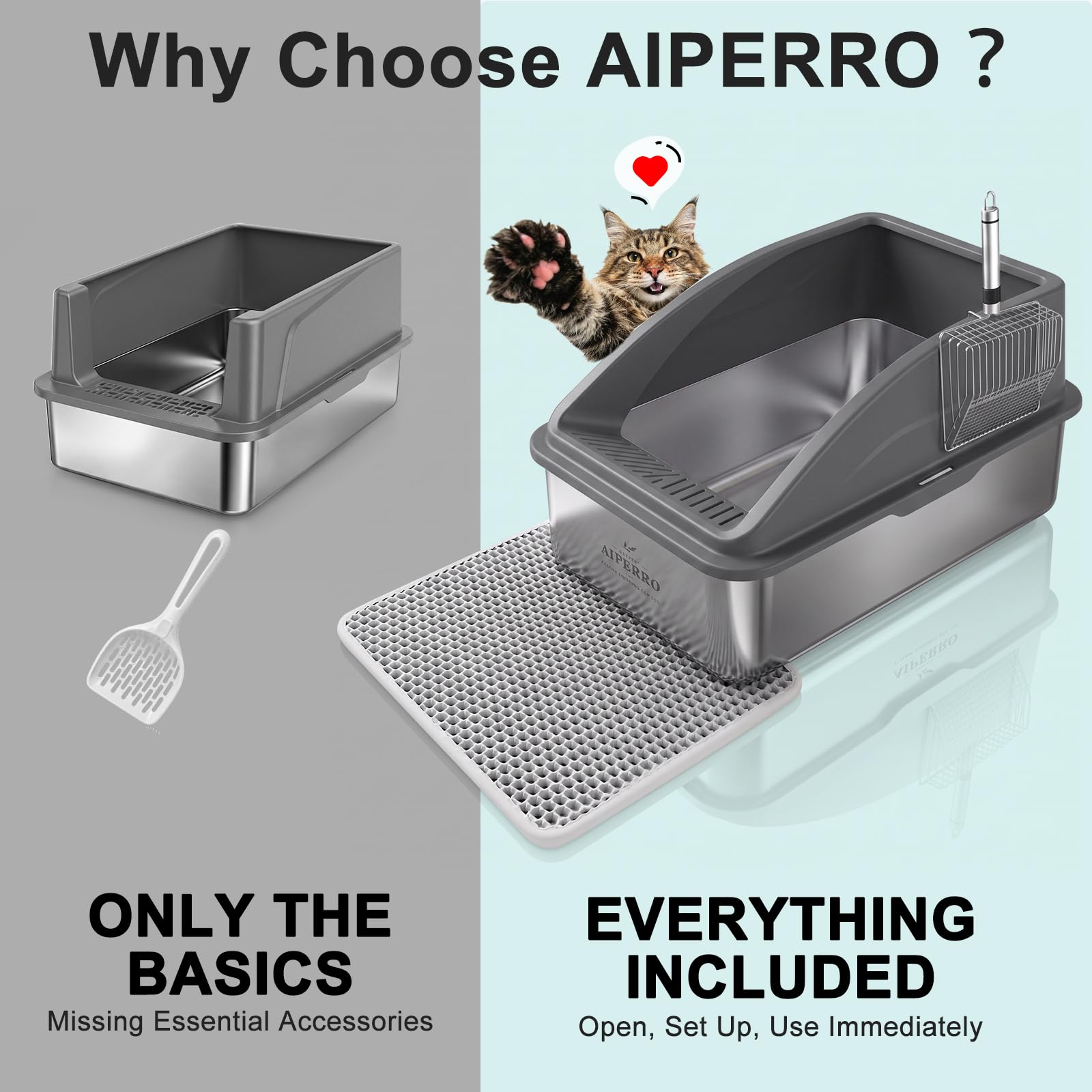 AIPERRO plaque filtre inclinée 30°, empêche la litière de sortir