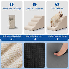Airpanda chien utilisant l'escalier pour monter sur canapé en sécurité