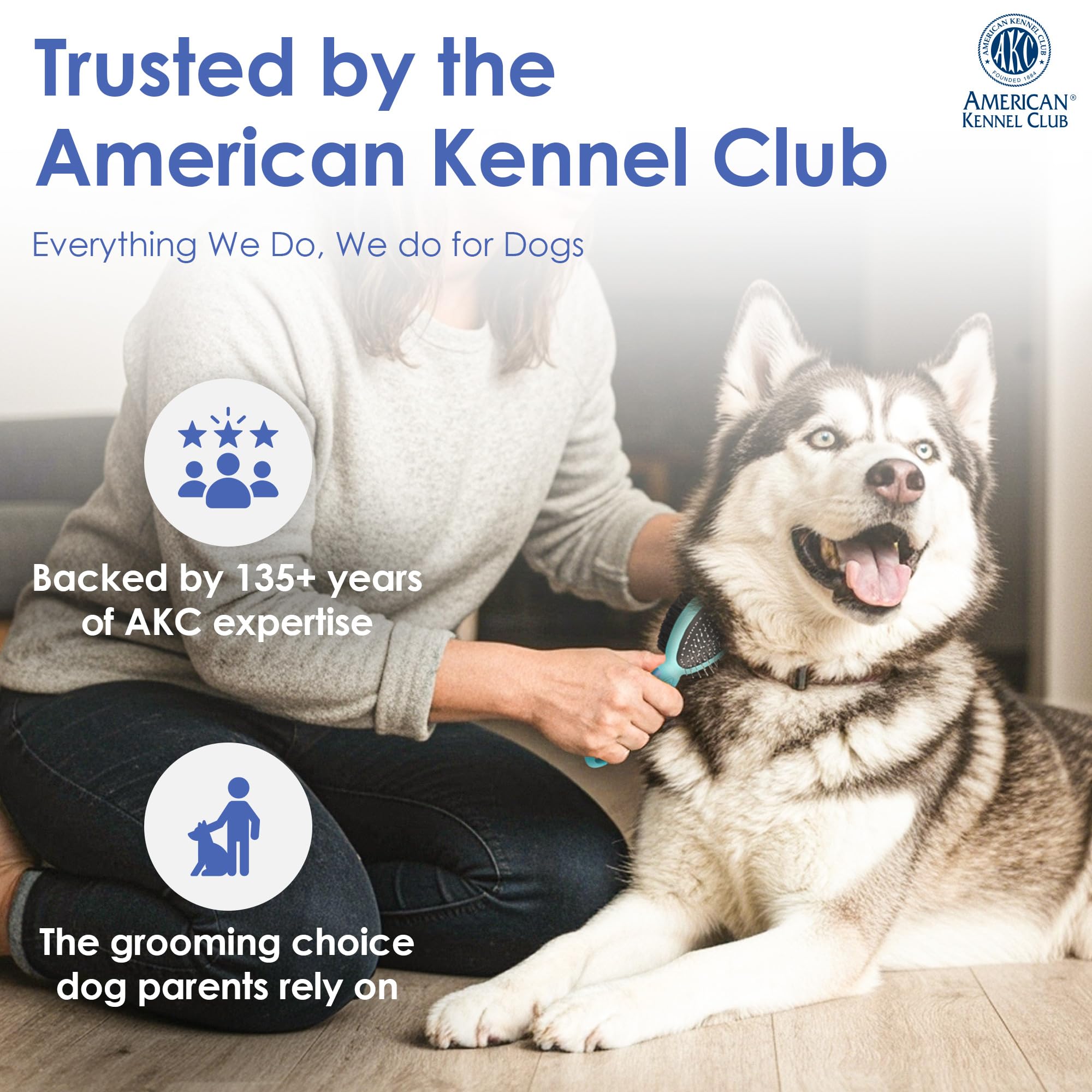 American Kennel Club brosse à côté d’un mètre pour comparaison de taille et facilité d’usage
