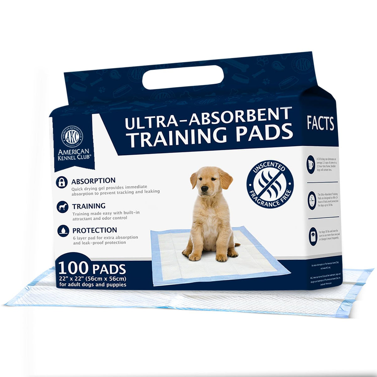 American Kennel Club emballage avant montrant 100 tapis pratiques