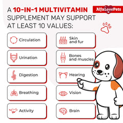 Alfa Love Pets étiquette en gros plan listant vitamines B, C, D3 et glucosamine pour clarté