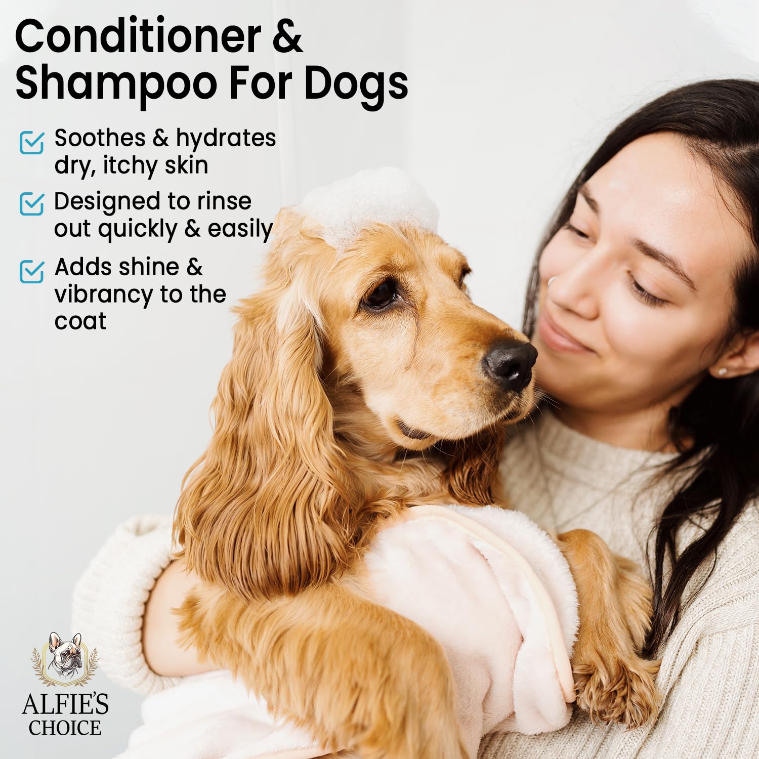 ALFIE'S CHOICE texture moussante illustrant nettoyage doux et hydratation