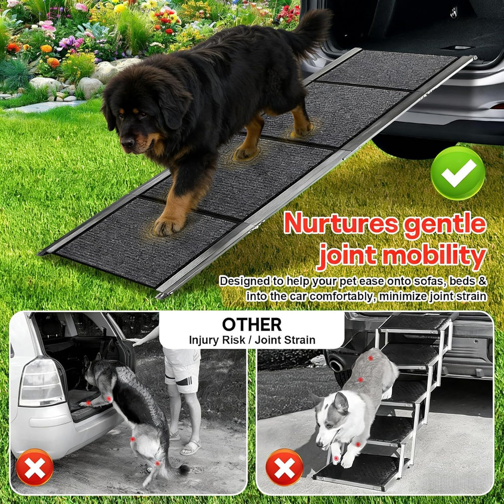 Alinkey rampe utilisée pour monter un grand chien dans un SUV en toute sécurité