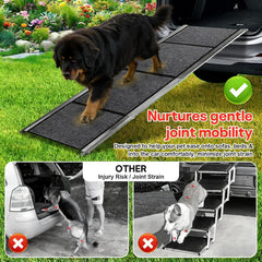 Alinkey rampe utilisée pour monter un grand chien dans un SUV en toute sécurité
