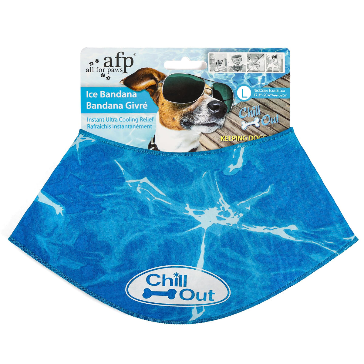 ALL FOR PAWS bandana avant bleu glace montrant design rafraîchissant et confort
