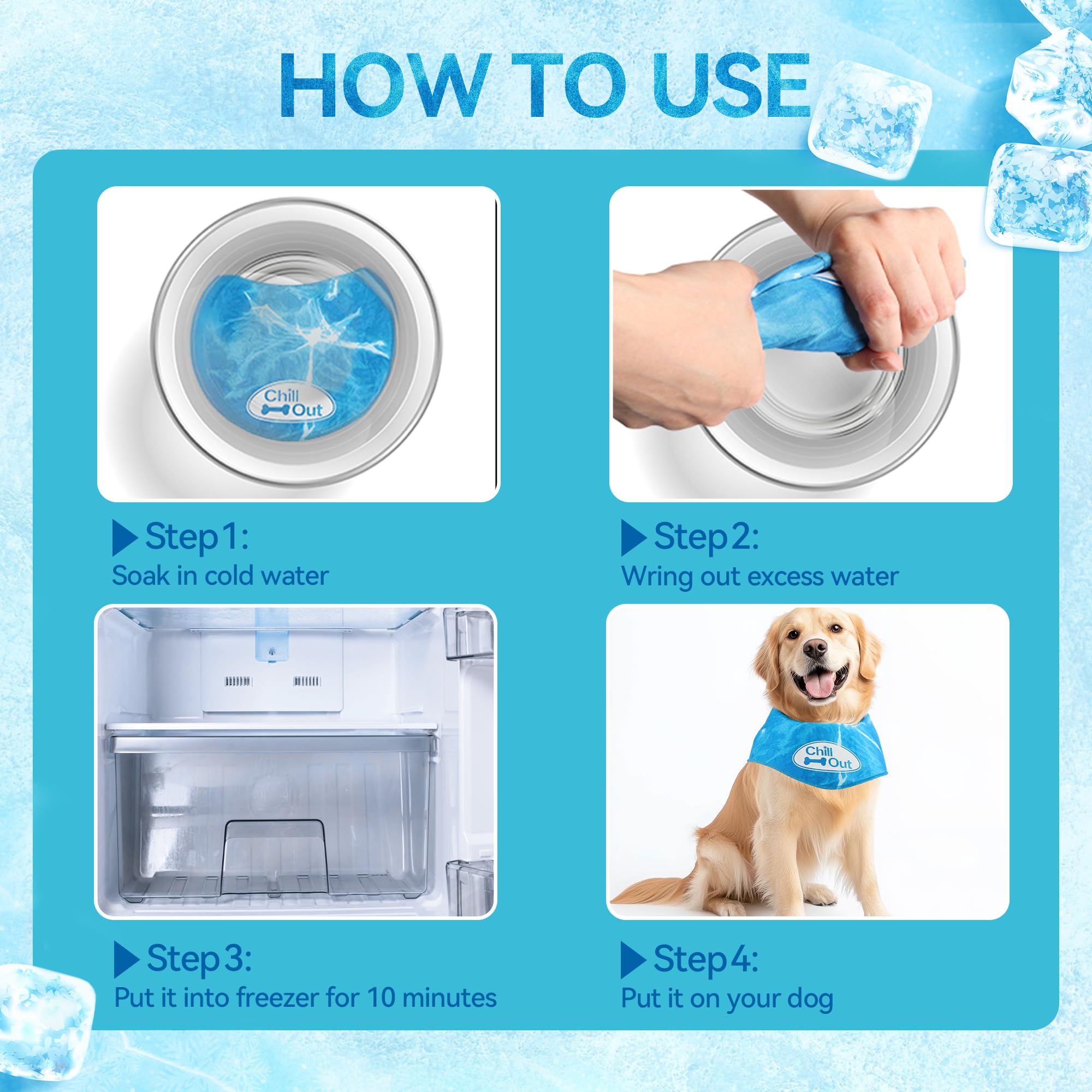 ALL FOR PAWS bandana imbibée d'eau prête à activer pour un refroidissement rapide