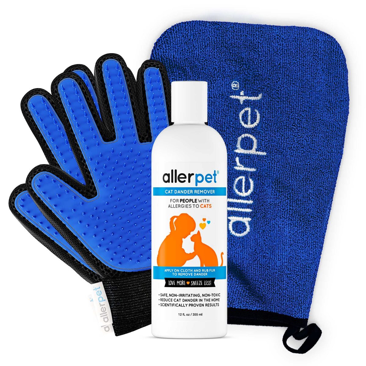 Allerpet flacon 12 oz en gros plan montrant l’étiquette et l’usage pratique