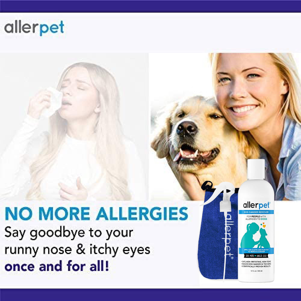 Application du vaporisateur Allerpet sur le gant, simplifie l'entretien sans bain