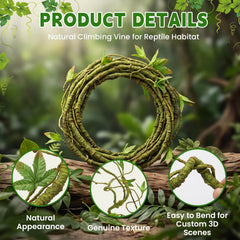 Alotiki pont en bois, hamac paille et nid coco offrant cachettes confortables pour reptiles