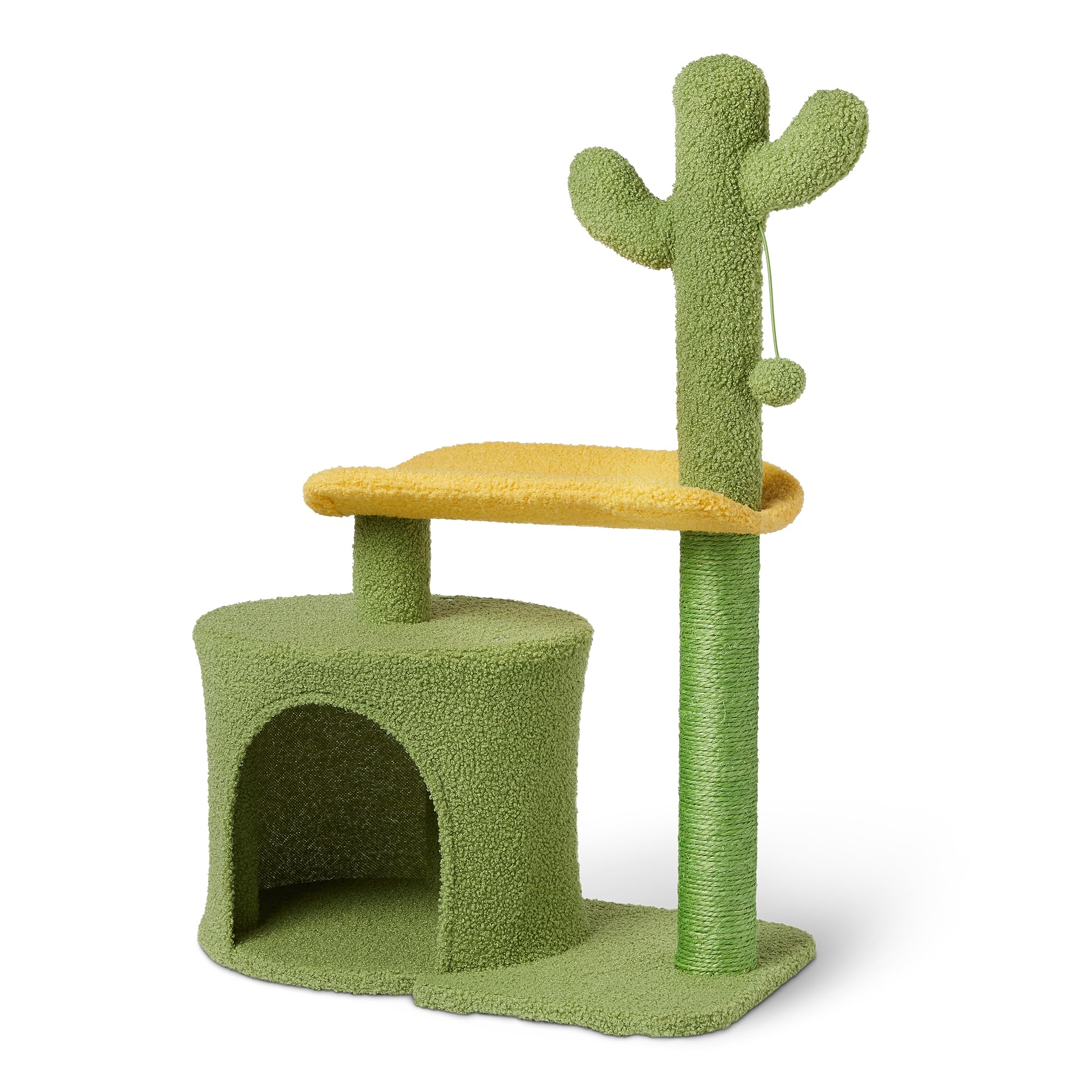 Amazon Basics arbre à chat face avant vert montrant stabilité et design compact