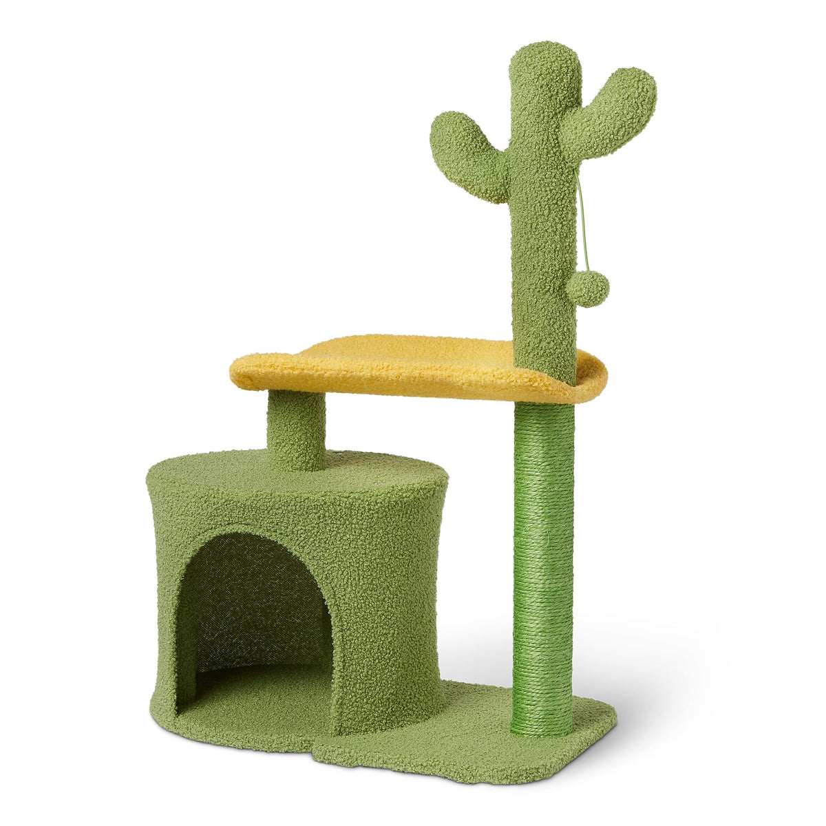 Amazon Basics arbre à chat face avant vert montrant stabilité et design compact