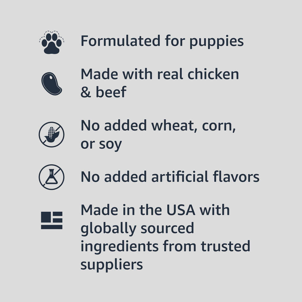 Amazon Basics ingrédients poulet et bœuf visibles pour protéines identifiables
