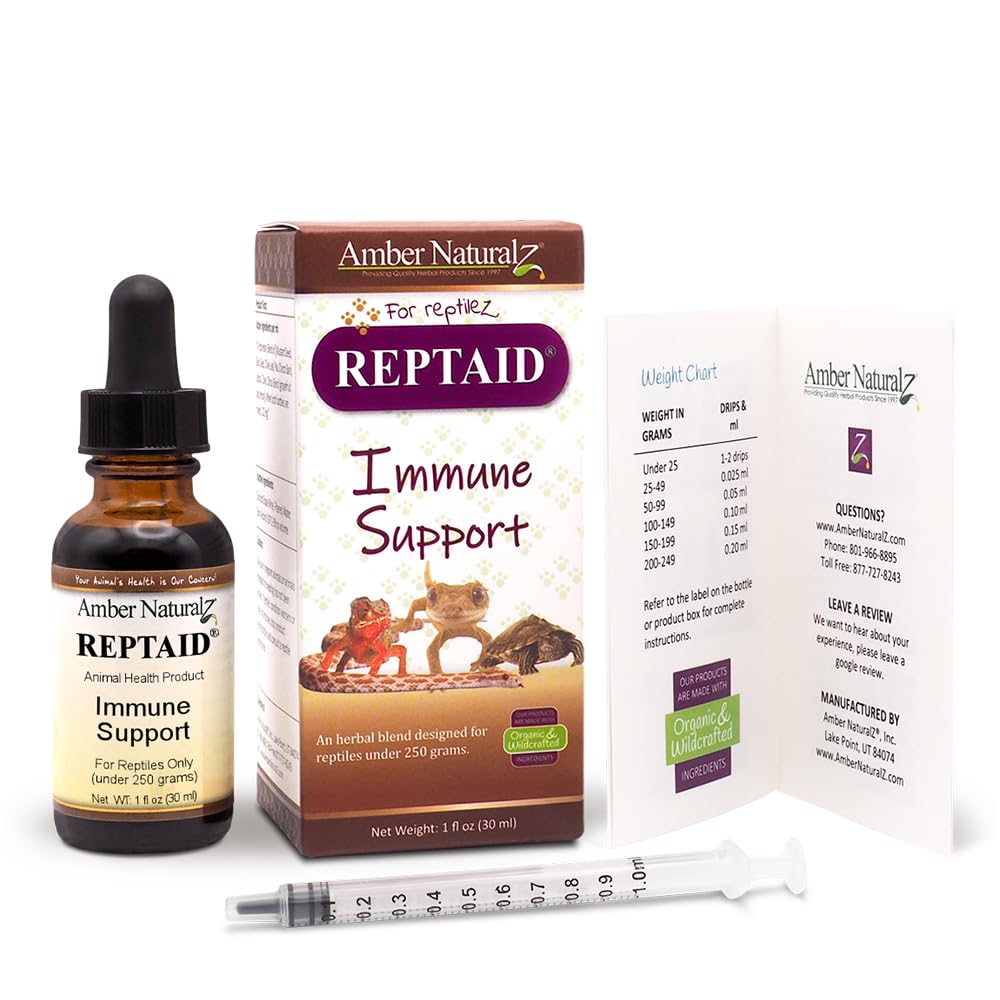 AMBER NATURALZ Reptaid comparé à une règle montrant dosage adapté aux petites tailles