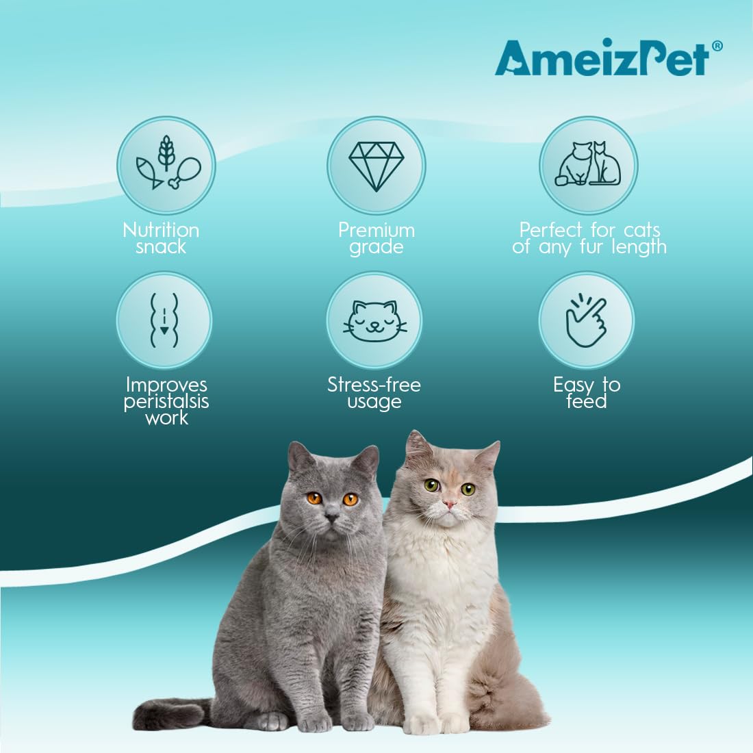 AmeizPet chat mange une friandise pour réduction des boules de poils