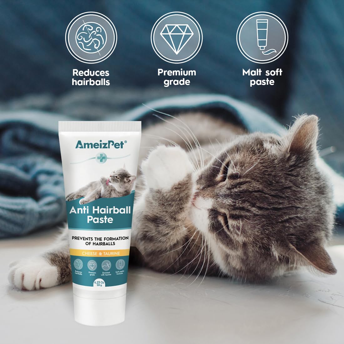 AmeizPet gros plan sur texture onctueuse facilitant le passage des poils