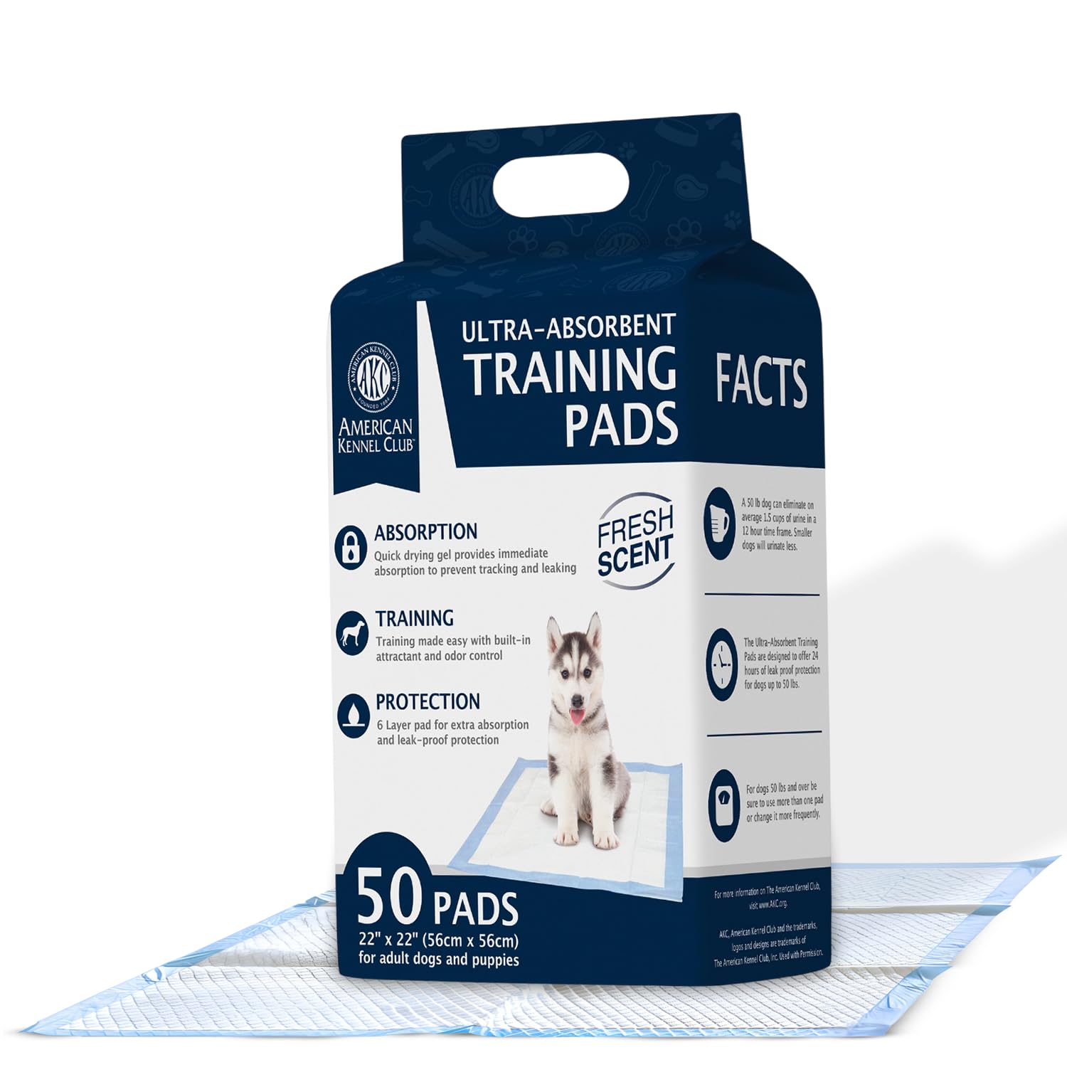 American Kennel Club face avant de l'emballage montrant l'offre pratique