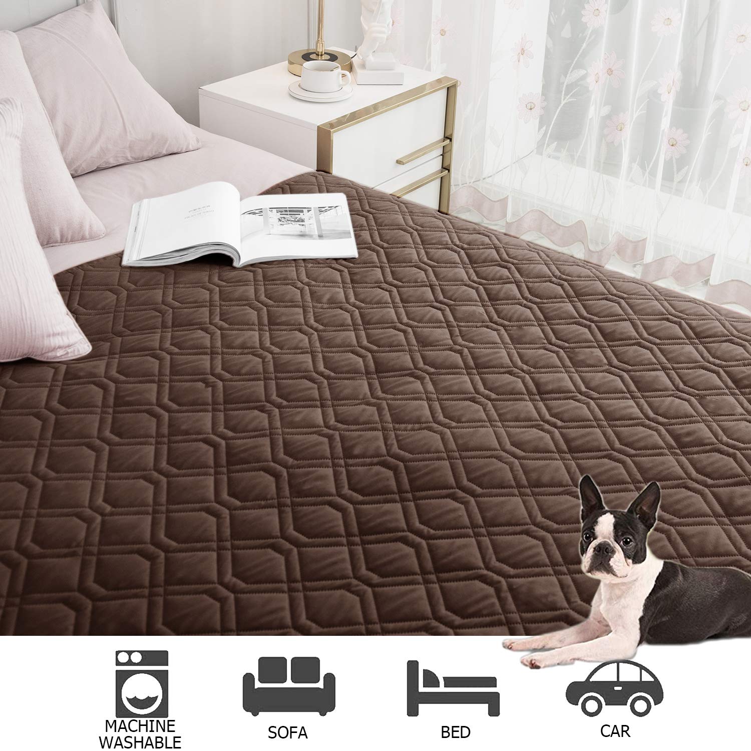 Ameritex housse utilisée par un chien protégeant le canapé