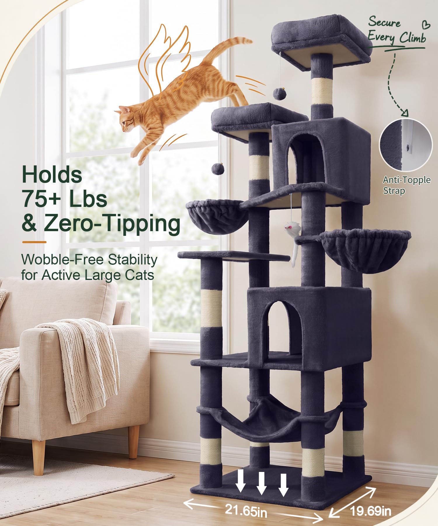 AMHANCIBLE hamac central utilisé par chat pour détente et soutien ergonomique