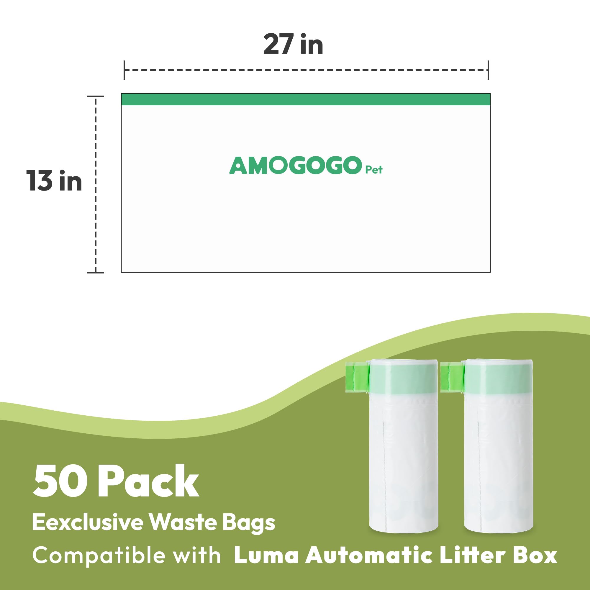 AMOGOGOPET sac ouvert à côté d'un seau pour montrer capacité 11 gallons pratique