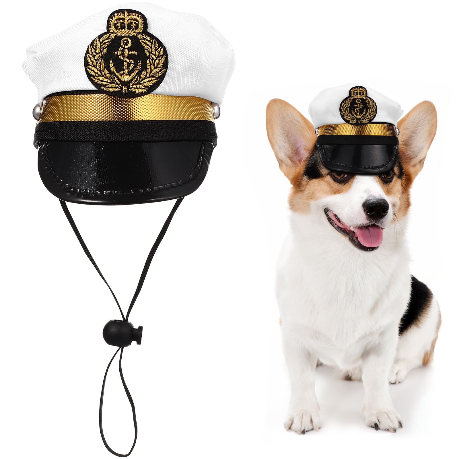Amosfun chapeau capitaine face, look marin photogénique pour animaux
