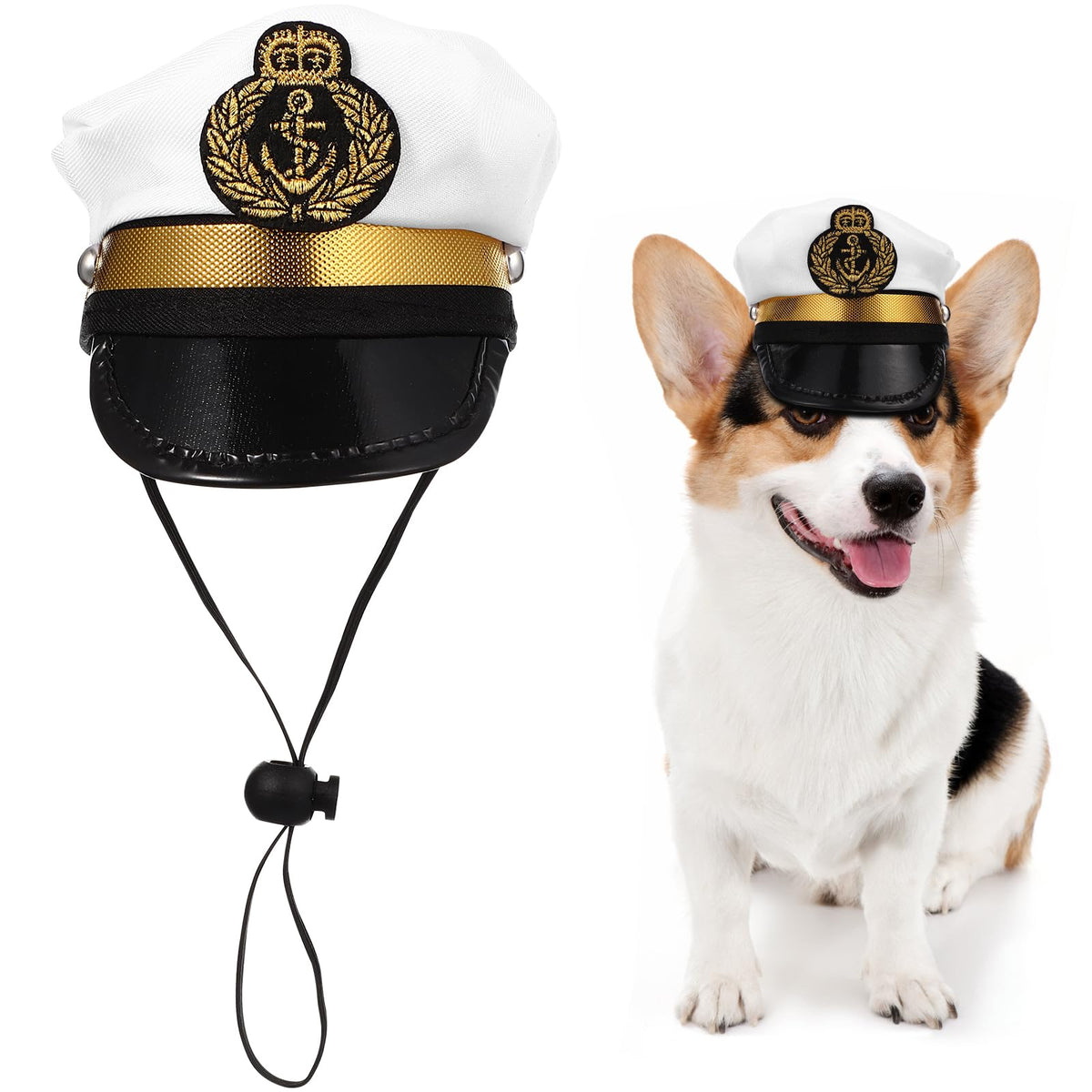 Amosfun chapeau capitaine face, look marin photogénique pour animaux