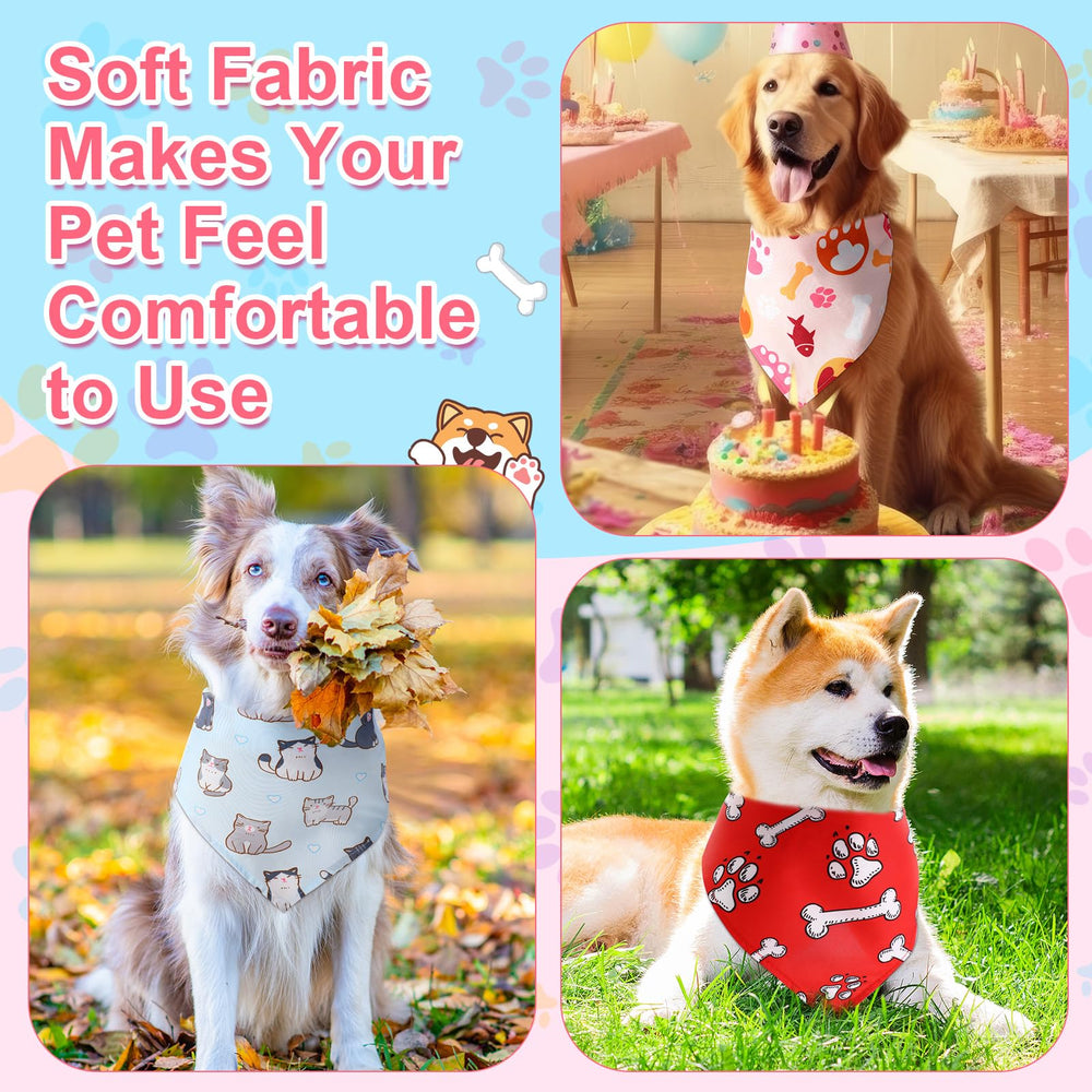 Chiens en bandanas Amylove lors d'une fête, accessoires coordonnés