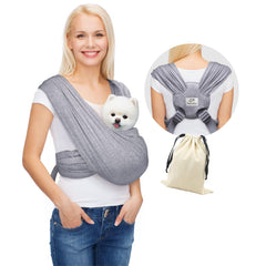 AnccoPlus vue de face du porte-chien gris montrant portage mains libres