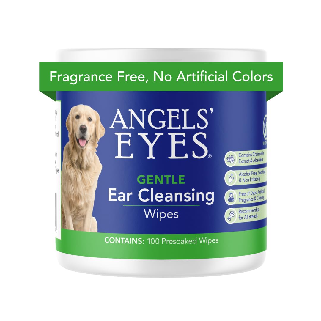 Angels' Eyes paquet avant montrant 100 lingettes pour nettoyage auriculaire pratique