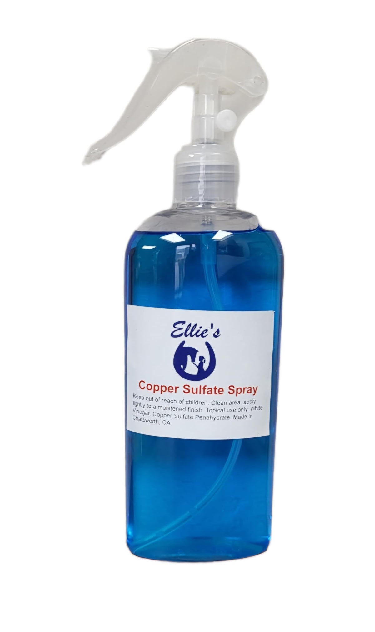 Angry Horse Forge flacon vu de face montrant le spray bleu et application facile