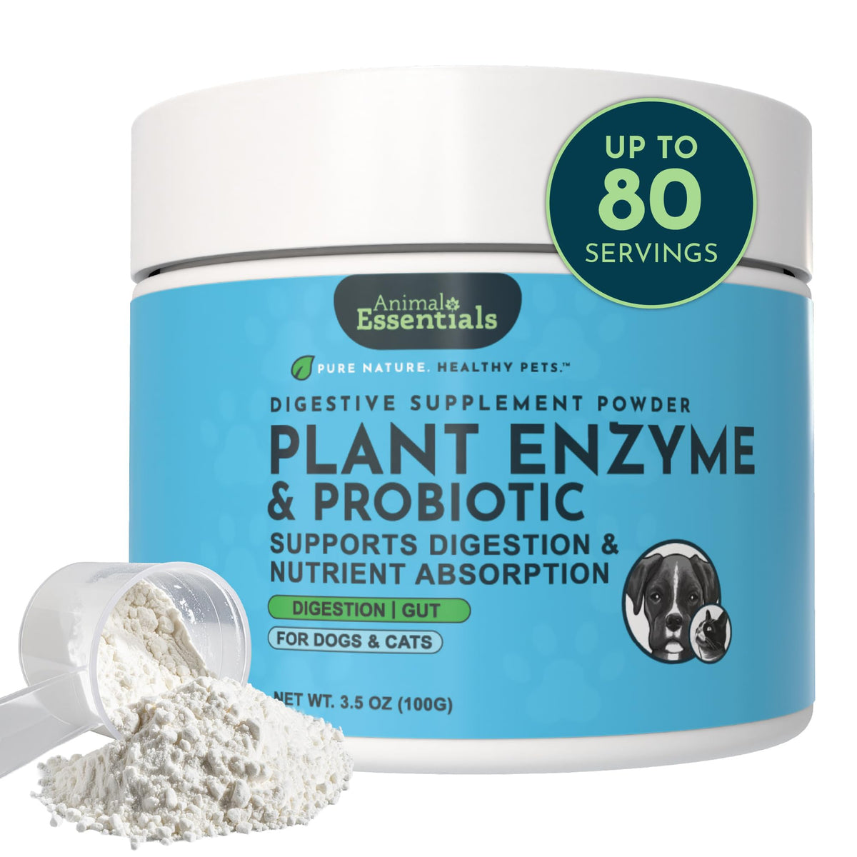 Animal Essentials emballage frontal montrant le produit et bénéfice digestion