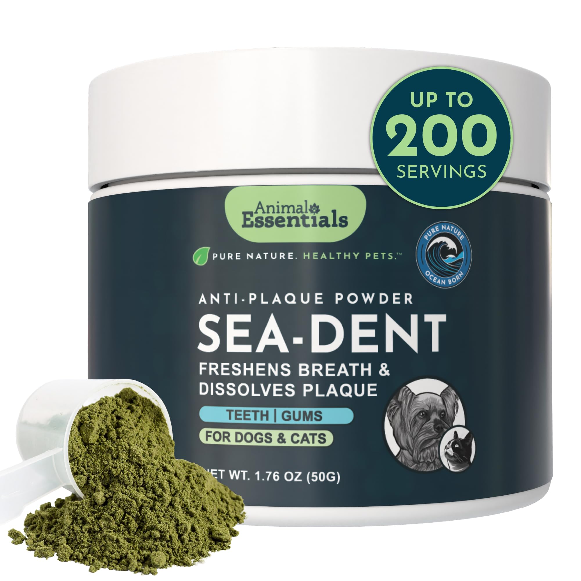 Animal Essentials Sea‑Dent pot avant montrant l'emballage pratique et naturel