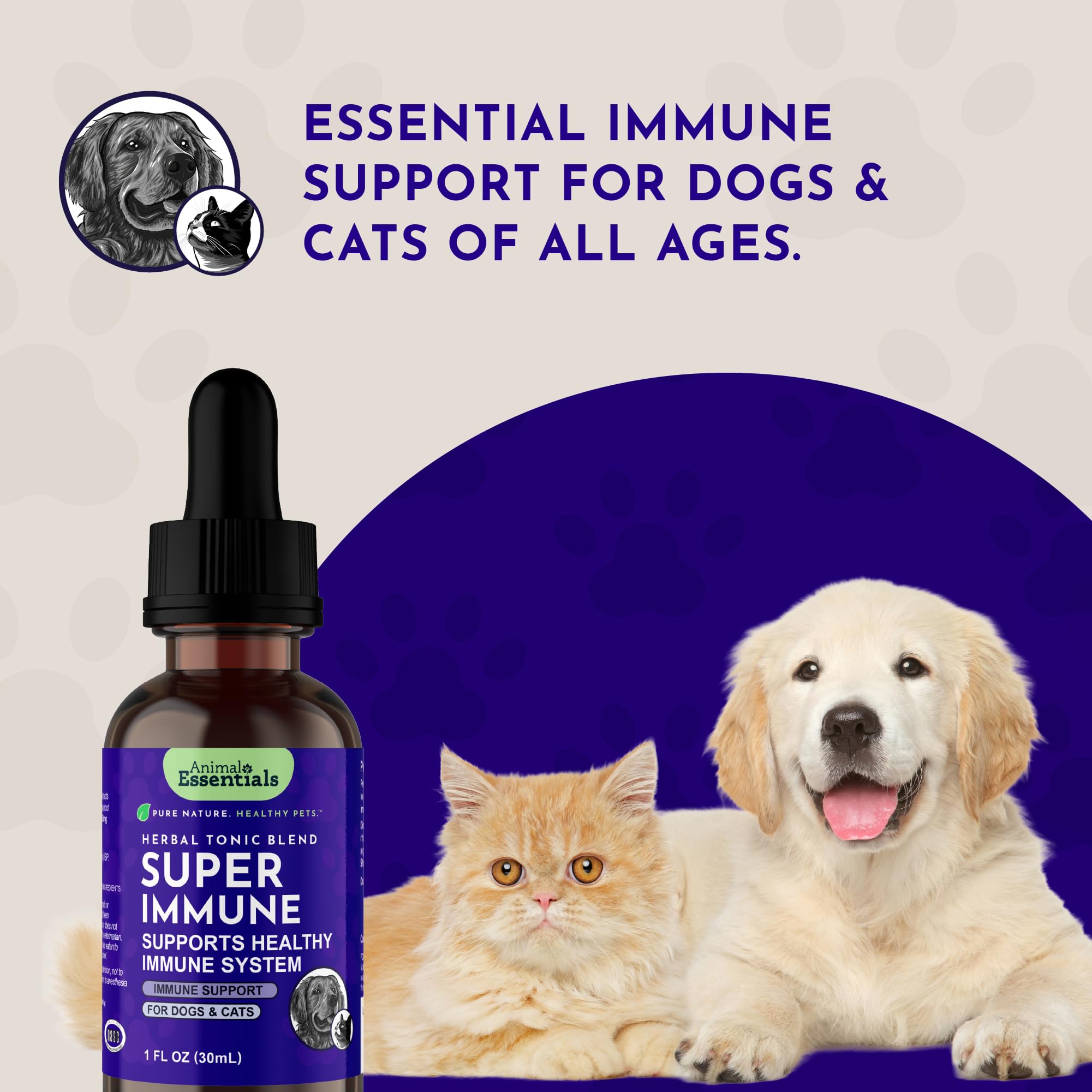Animal Essentials gouttes administrées à un chien, bénéfice acceptation et praticité