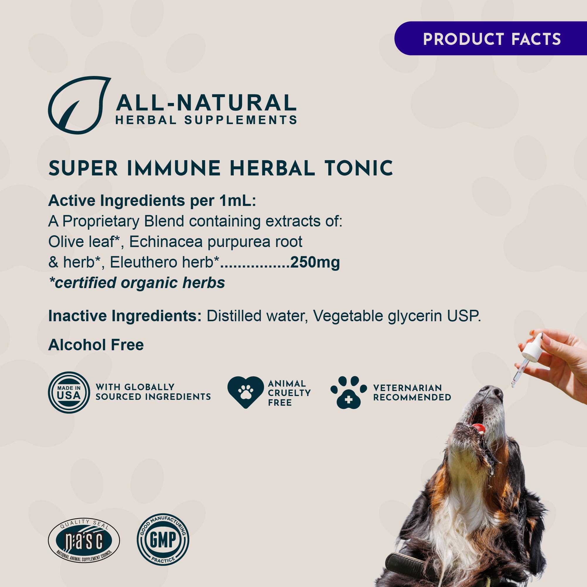 Animal Essentials flacon à côté d'une règle, bénéfice visualisation de la contenance 59 ml