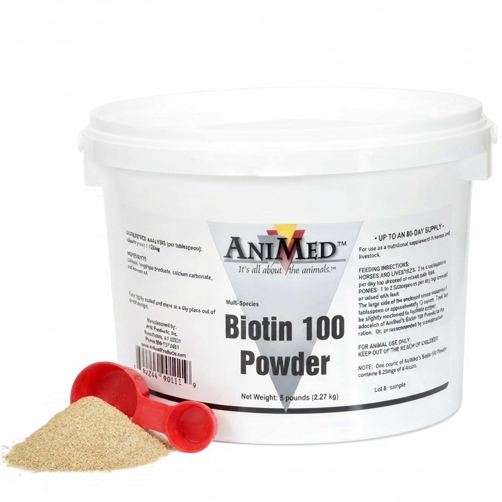 ANIMED emballage frontal du Biotin 100 montrant la capacité et l'usage pratique