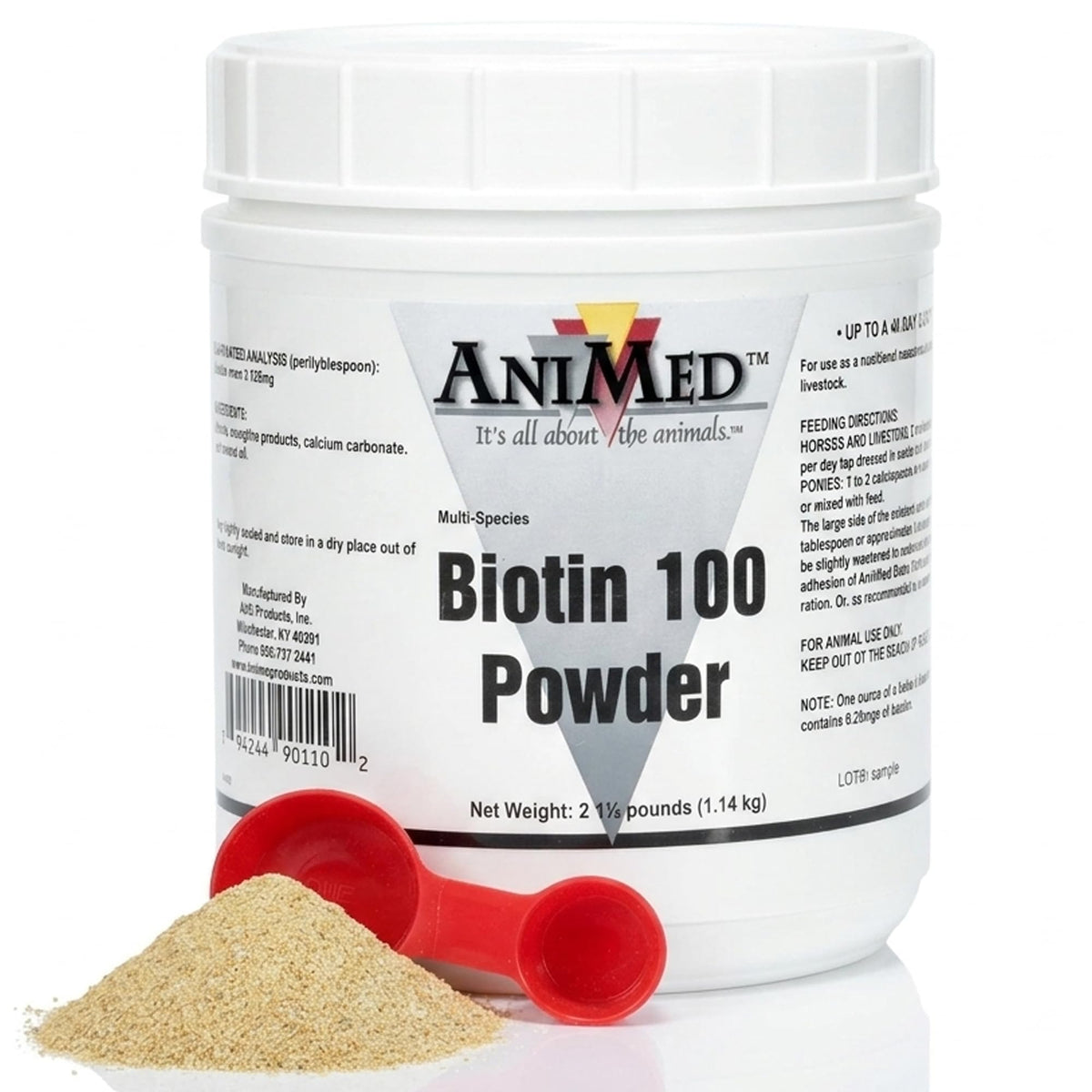 ANIMED pot Biotin 100 face montrant emballage et taille pour stockage pratique