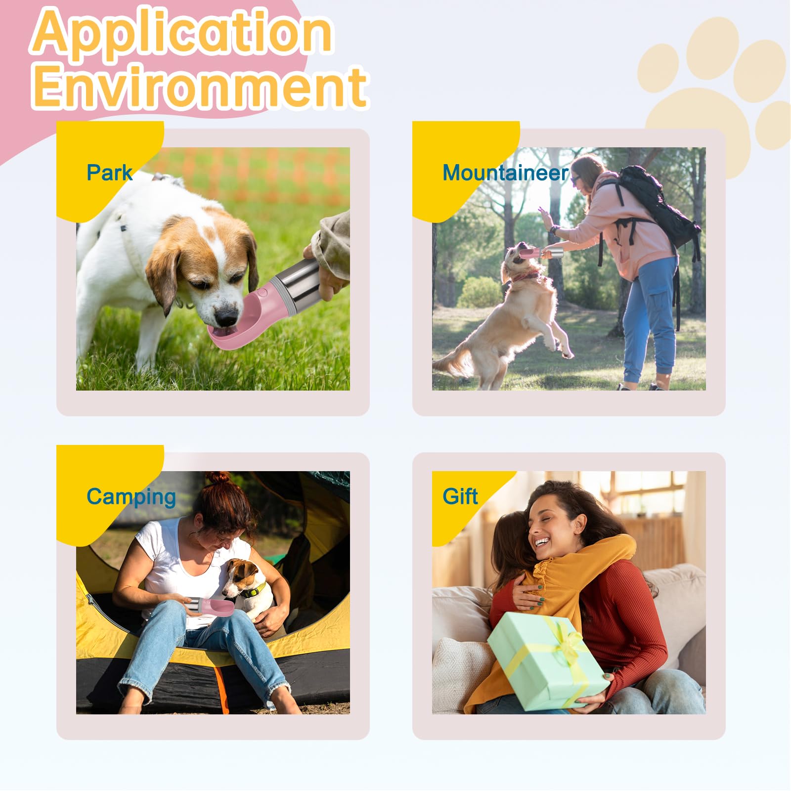 Anipaw comparaison d'échelle montrant la taille 14 oz adaptée aux chiens moyens