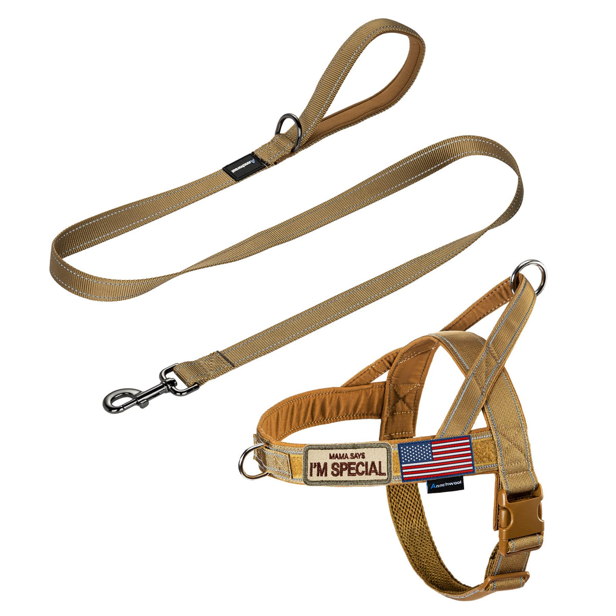 Annchwool harnais devant marron montrant maintien confortable