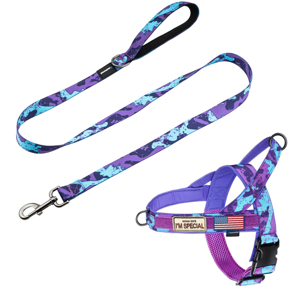 Annchwool harnais face CamoPurple XL montrant maintien et style