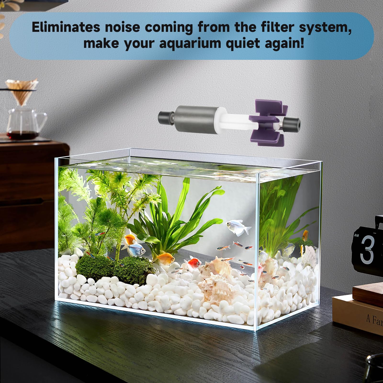 ANTOBLE filtre en service montrant aquarium calme et meilleure circulation