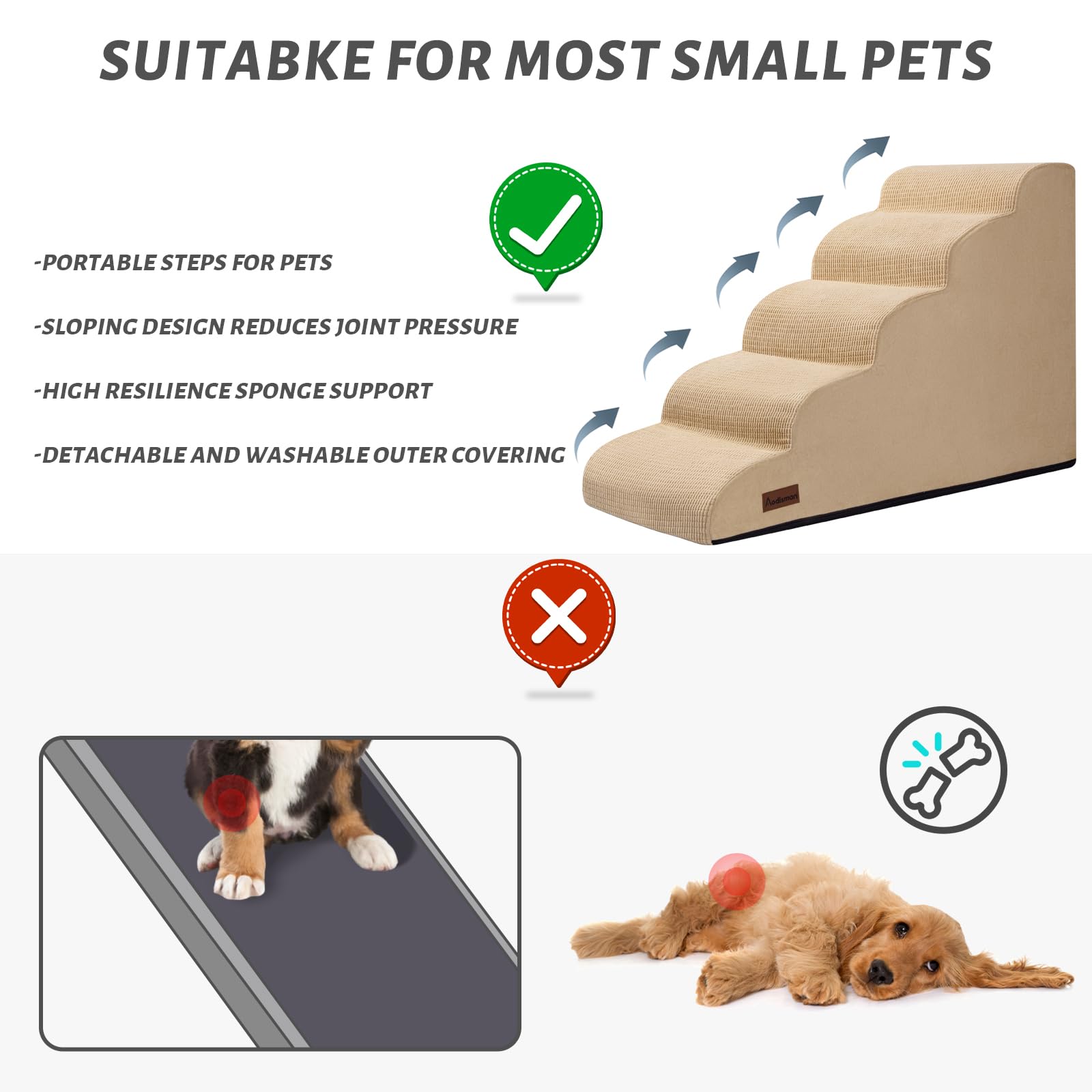 aodisman escalier comparé à petit chien montrant échelle de taille