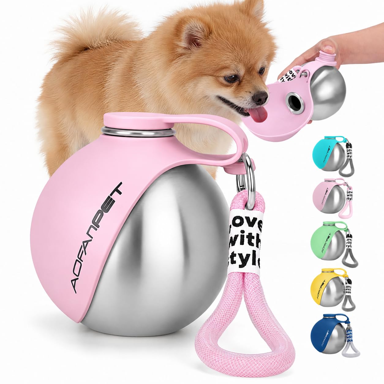 AOFANPET vue avant du produit et emballage portable, solution pratique