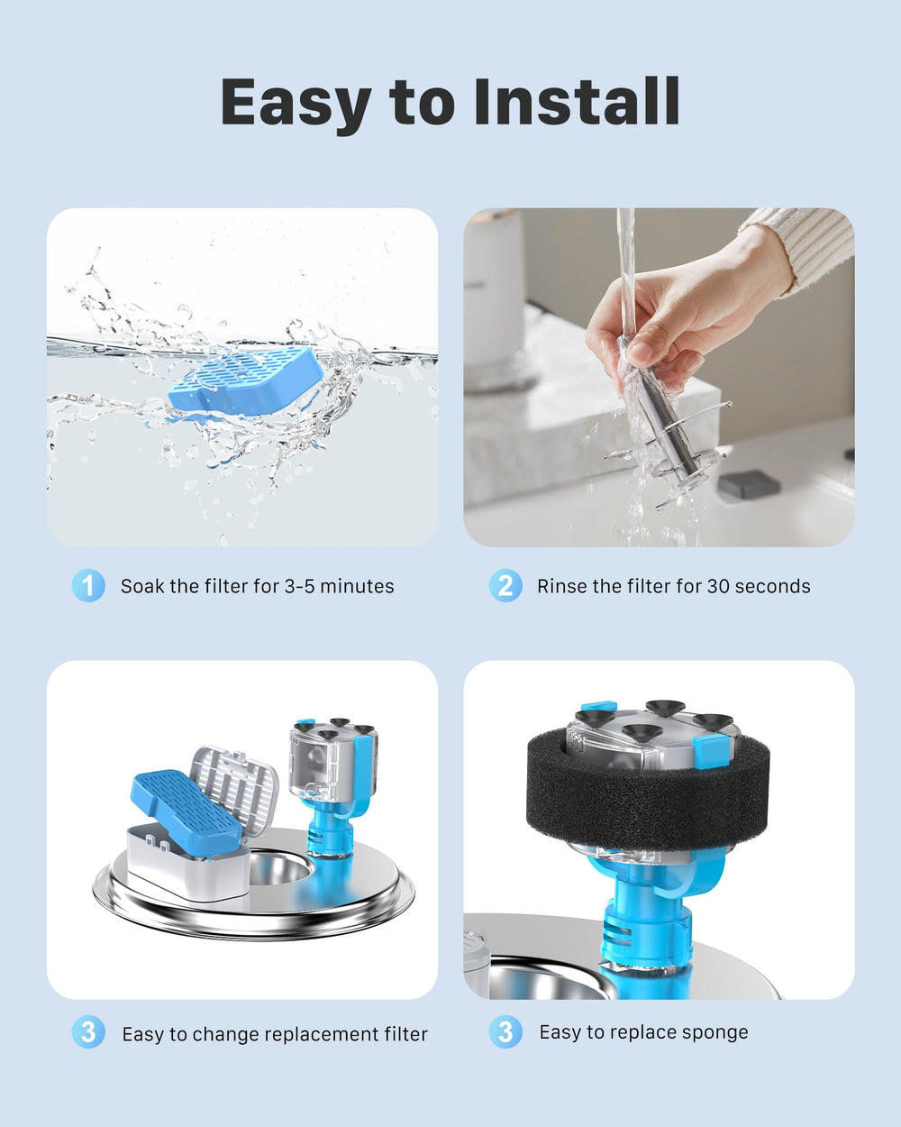 AOOGITF éponge pré-filtre en mousse retenant poils, réduit l'encrassement